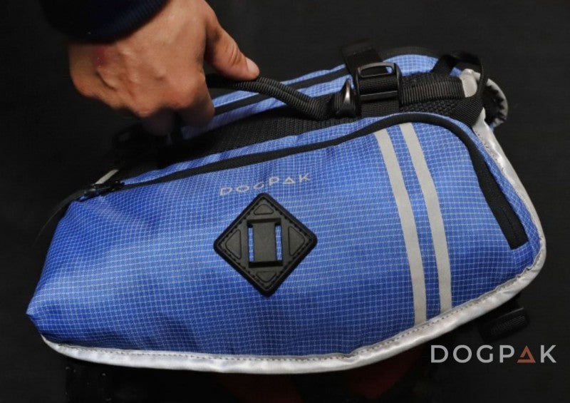 A blue Moab Lite dog backpack by DOGPAK Outdoor K9 Gear